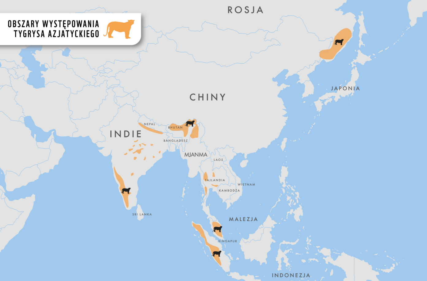 mapa występowania tygrysów